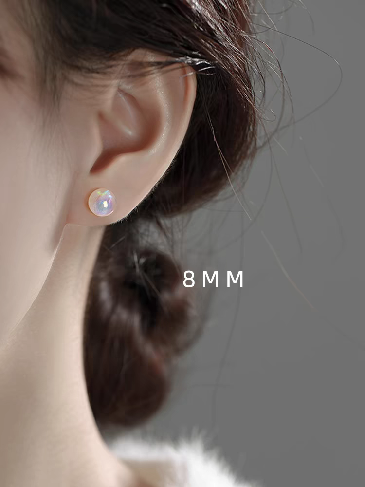 人鱼姬珍珠耳环女999纯银耳钉小众梦幻轻奢正圆法式高级感大耳饰耳钉耳饰饰品产品图