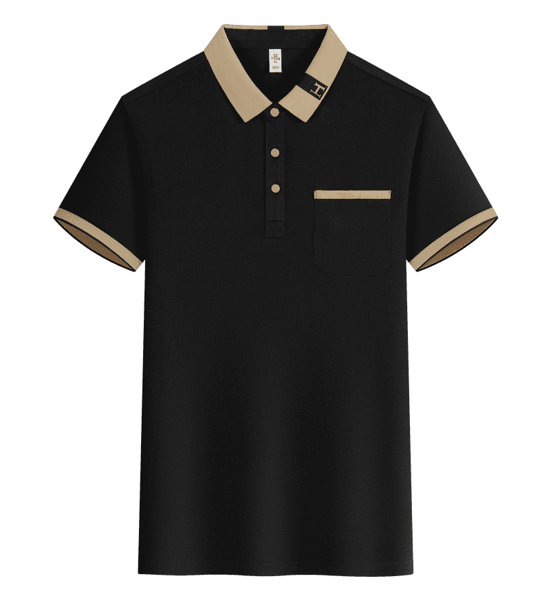 Cross-border Bronze Series Lapel pocket style New short-sleeved lapel polo for both men and women, fashionable and casual polo for both men and women, simple and comfortable short-sleeved trendy polo detail image 16