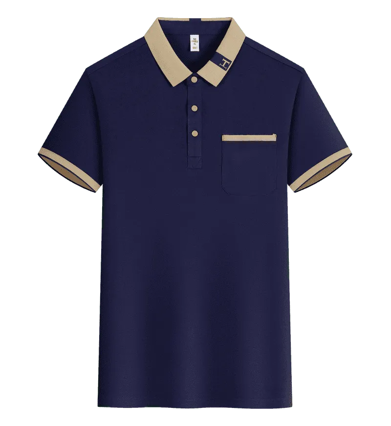 Cross-border Bronze Series Lapel pocket style New short-sleeved lapel polo for both men and women, fashionable and casual polo for both men and women, simple and comfortable short-sleeved trendy polo detail image 14