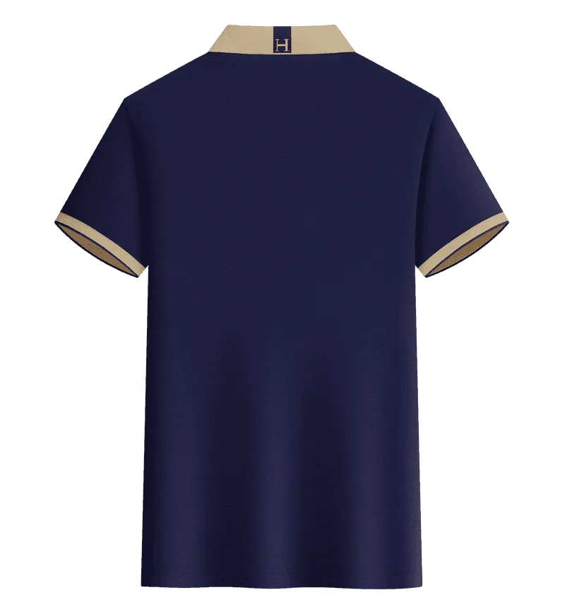 Cross-border Bronze Series Lapel pocket style New short-sleeved lapel polo for both men and women, fashionable and casual polo for both men and women, simple and comfortable short-sleeved trendy polo detail image 15