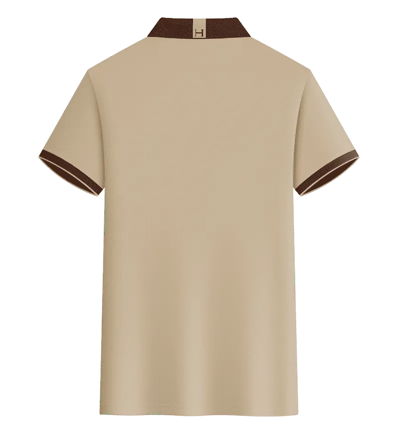 Cross-border Bronze Series Lapel pocket style New short-sleeved lapel polo for both men and women, fashionable and casual polo for both men and women, simple and comfortable short-sleeved trendy polo detail image 19