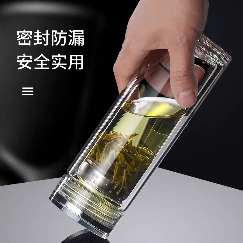 5036 tea cups, glass cups, double-layer tea cups, double-layer heat-insulating glass cups, household car high-temperature resistant water cups, glass cups Specification image