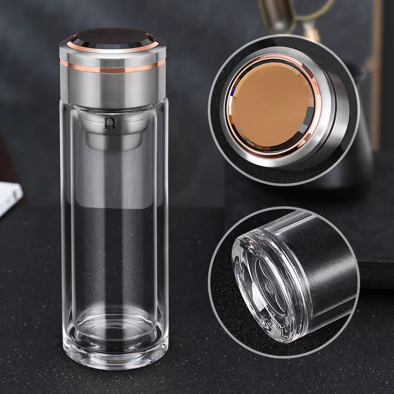 2101-300ml double-layer glass cups, advertising water cups, tea cups, company opening event gift customization, LOGO promotion, giving to customers detail image 2