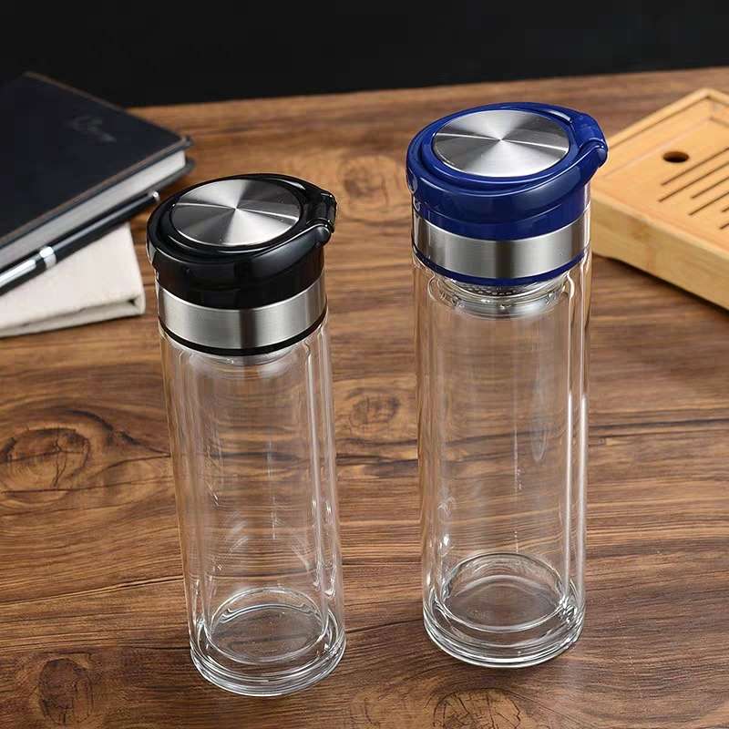 3027-300ml double-layer glass cup, new portable water cup, high-temperature resistant tea cup, opening gift water cup, flower tea cup