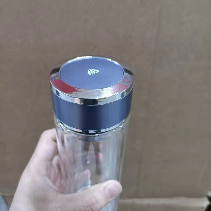 2356-300ml simple double-layer glass cup for car use with filter, heat insulation and transparency, business office car tea cup for men and women, summer Specification image