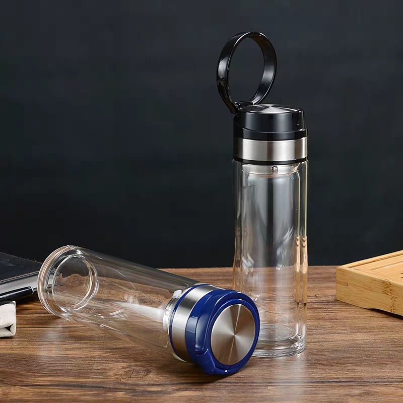 3027-300ml double-layer glass cup, new portable water cup, high-temperature resistant tea cup, opening gift water cup, flower tea cup details Picture