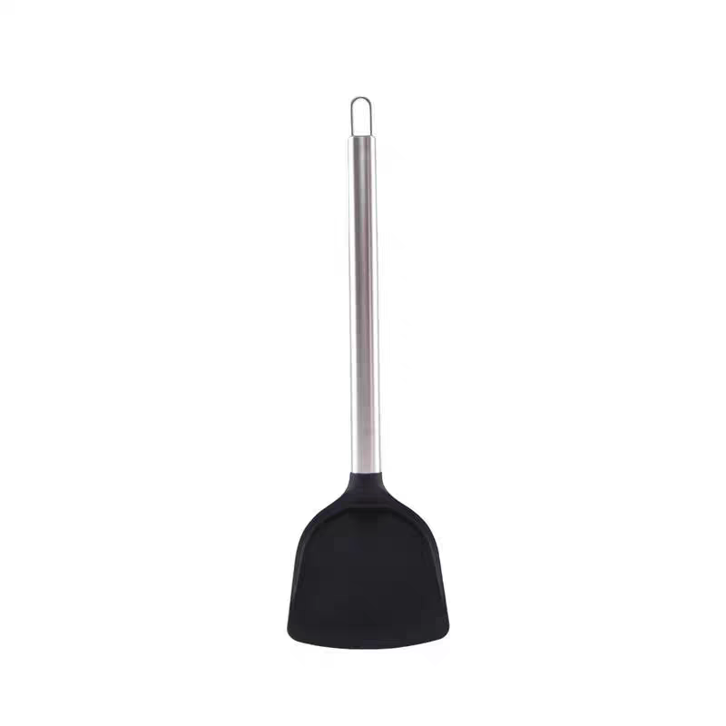875 steel-handled silicone spatula special spatula, high-temperature resistant stir-frying spatula, flat-bottomed frying spatula, household food-grade spatula kitchenware details Picture