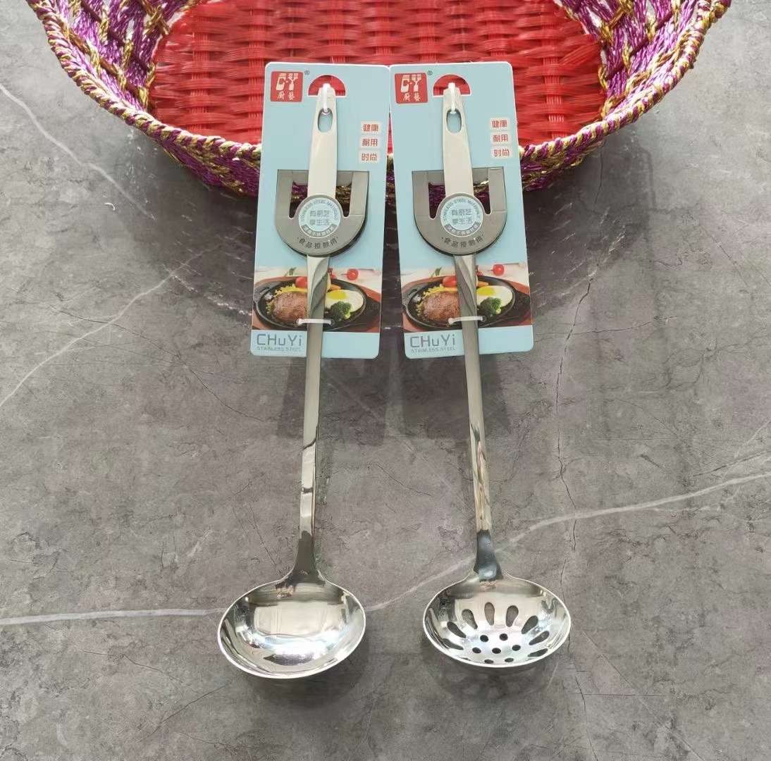 Guoheng food-grade stainless steel hot pot soup spoons and strainers are lengthened and thickened for multi-purpose soup dispensing