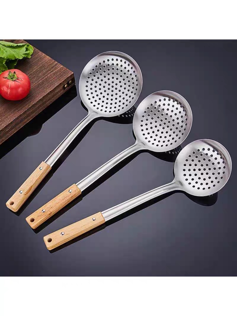 Food-grade stainless steel strainer, strainer, kitchenware, deep-frying, filtering, strainer, extra-large noodle and dumpling draining spoon, 16cm