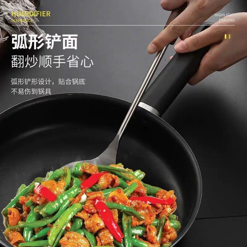 722 food-grade stainless steel cooking spoons, spatulas, long-handled wooden spatulas, kitchen cooking spatulas Item Picture