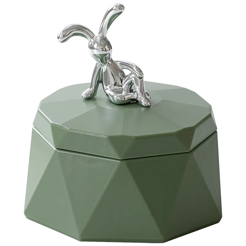 小兔不锈钢烟灰缸轻奢钻形创意个性烟缸家用客厅办公室简约带盖防飞灰细节图