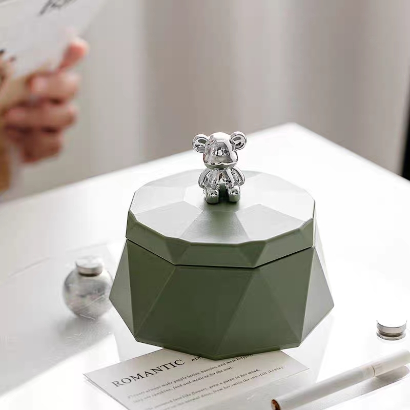 小熊不锈钢烟灰缸创意防风带盖客厅家用高档酒店烟灰缸网红北欧ins风详情图10