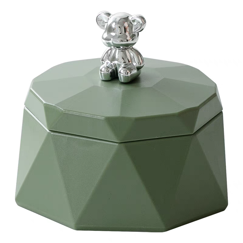 小熊不锈钢烟灰缸创意防风带盖客厅家用高档酒店烟灰缸网红北欧ins风白底实物图