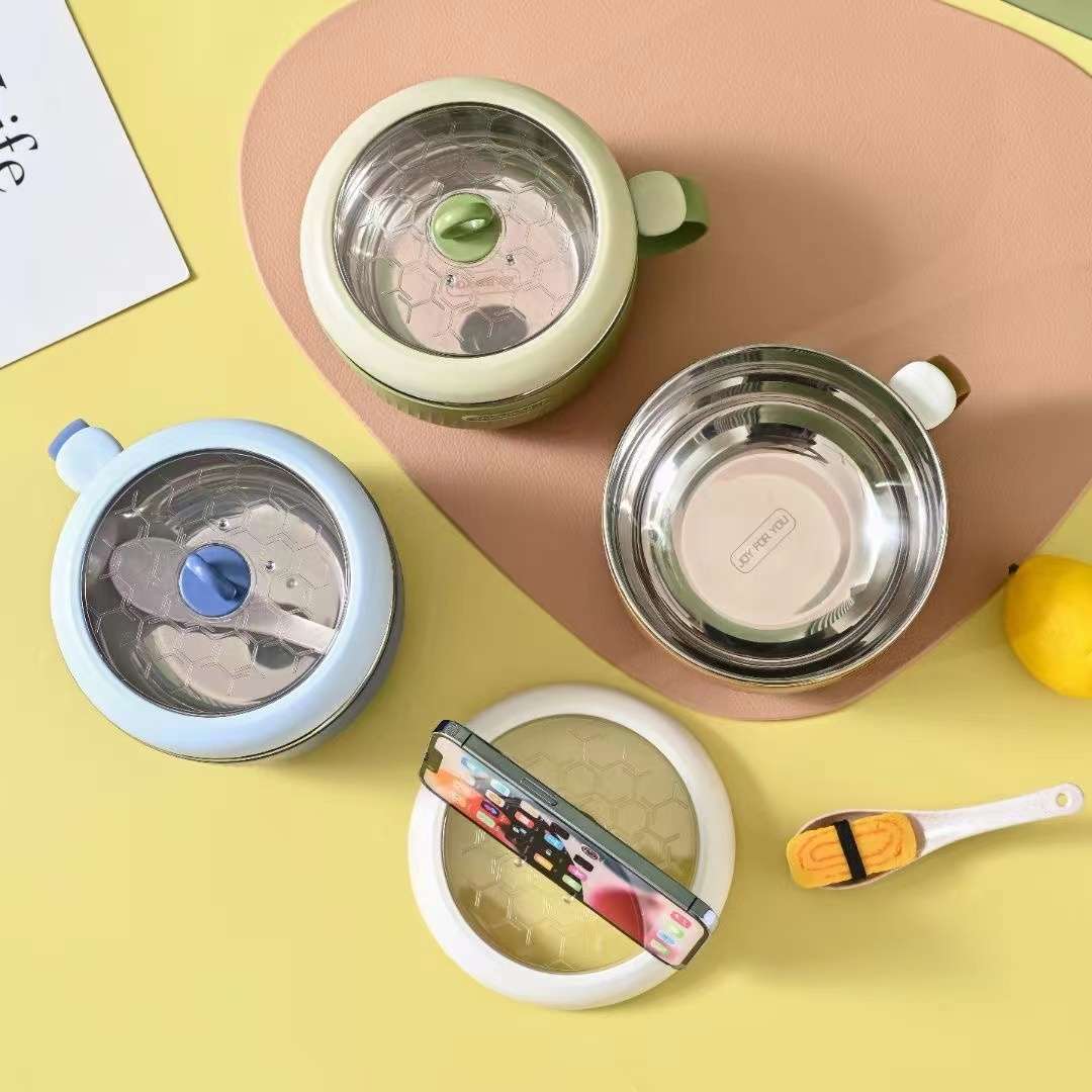 304 stainless steel instant noodle bowl, portable fast food, new travel instant noodle bowl, large-capacity draining rice bowl, rice noodle with snails Specification image