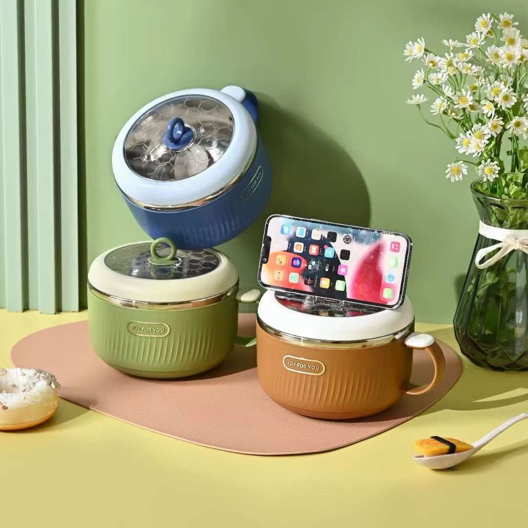 304 stainless steel instant noodle bowl, portable fast food, new travel instant noodle bowl, large-capacity draining rice bowl, rice noodle with snails details Picture