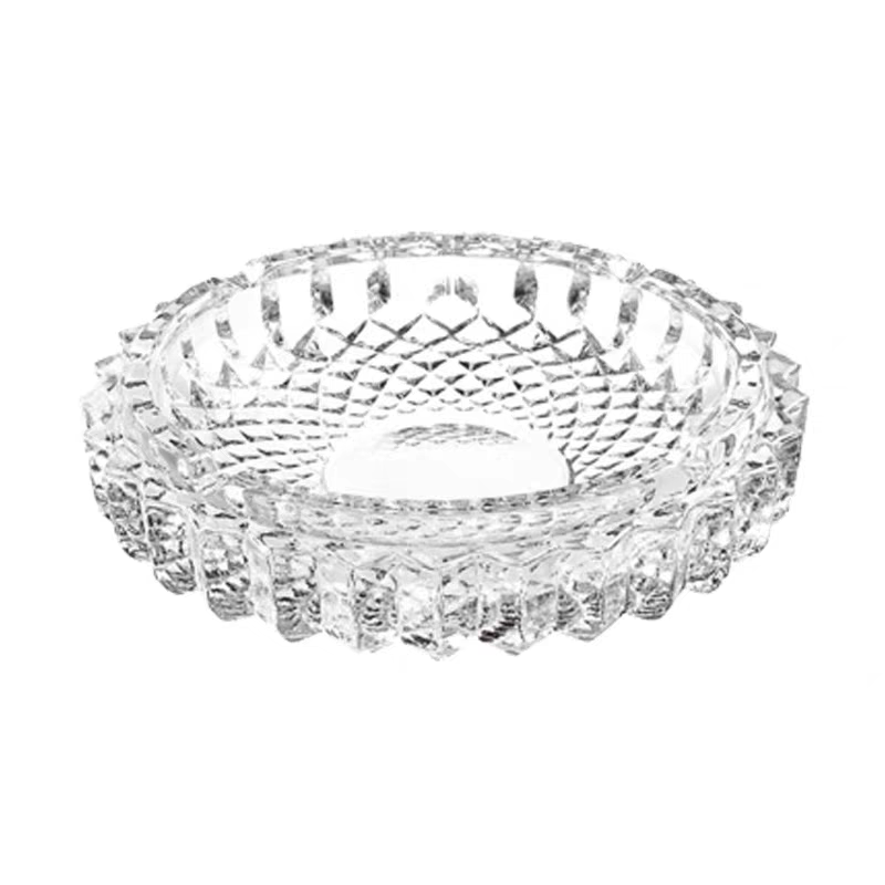 1009烟灰缸超大特大号圆形鸟巢玻璃烟灰缸网纹透明水晶烟灰缸办公室用详情图4