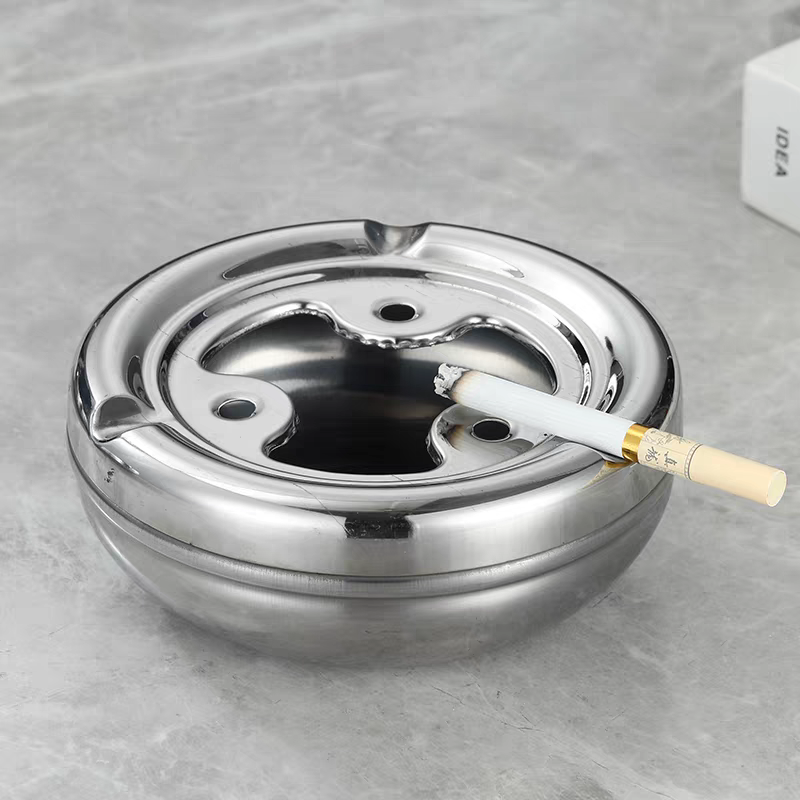 16cm飞碟烟灰缸酒店家用不锈钢烟灰缸网吧家居客厅金属加厚大号防摔个性烟缸防风详情图2