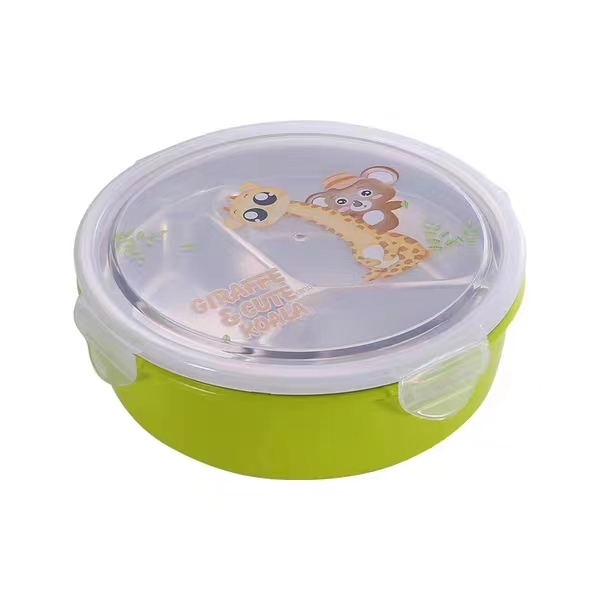 Stainless steel lunch box, round with lid, detachable lunch box, student and office worker compartments lunch box, women's fast food box detail image 2