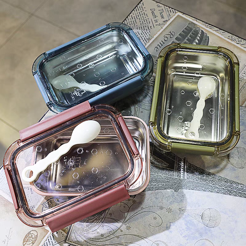 Insulated lunch box, student and female lunch box, office worker bento box, covered spoon, Japanese simple stainless steel box, portable detail image 4