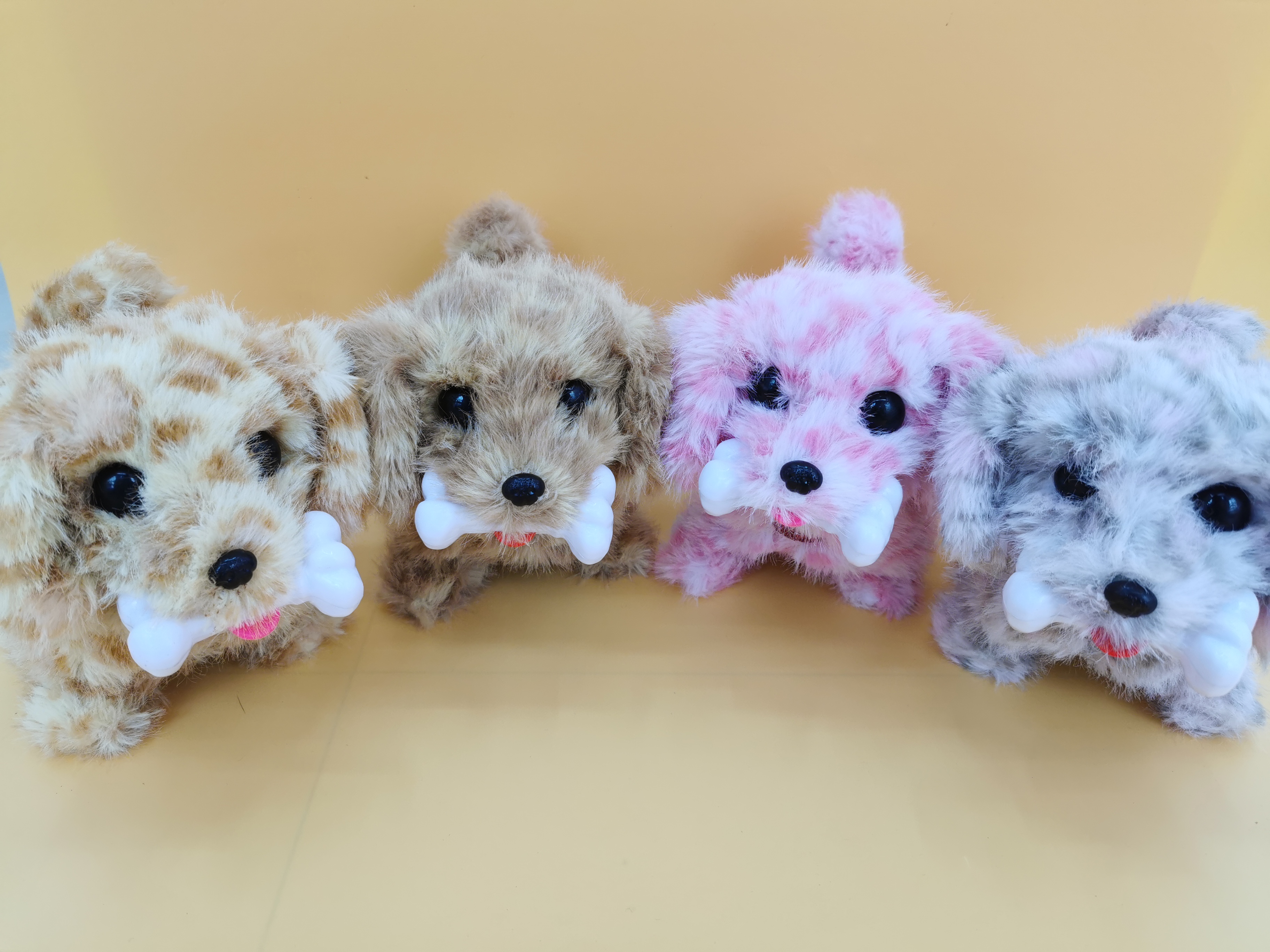 2025新款可爱毛绒牵绳伸舌电动伸舌带灯啃骨头双色大狗