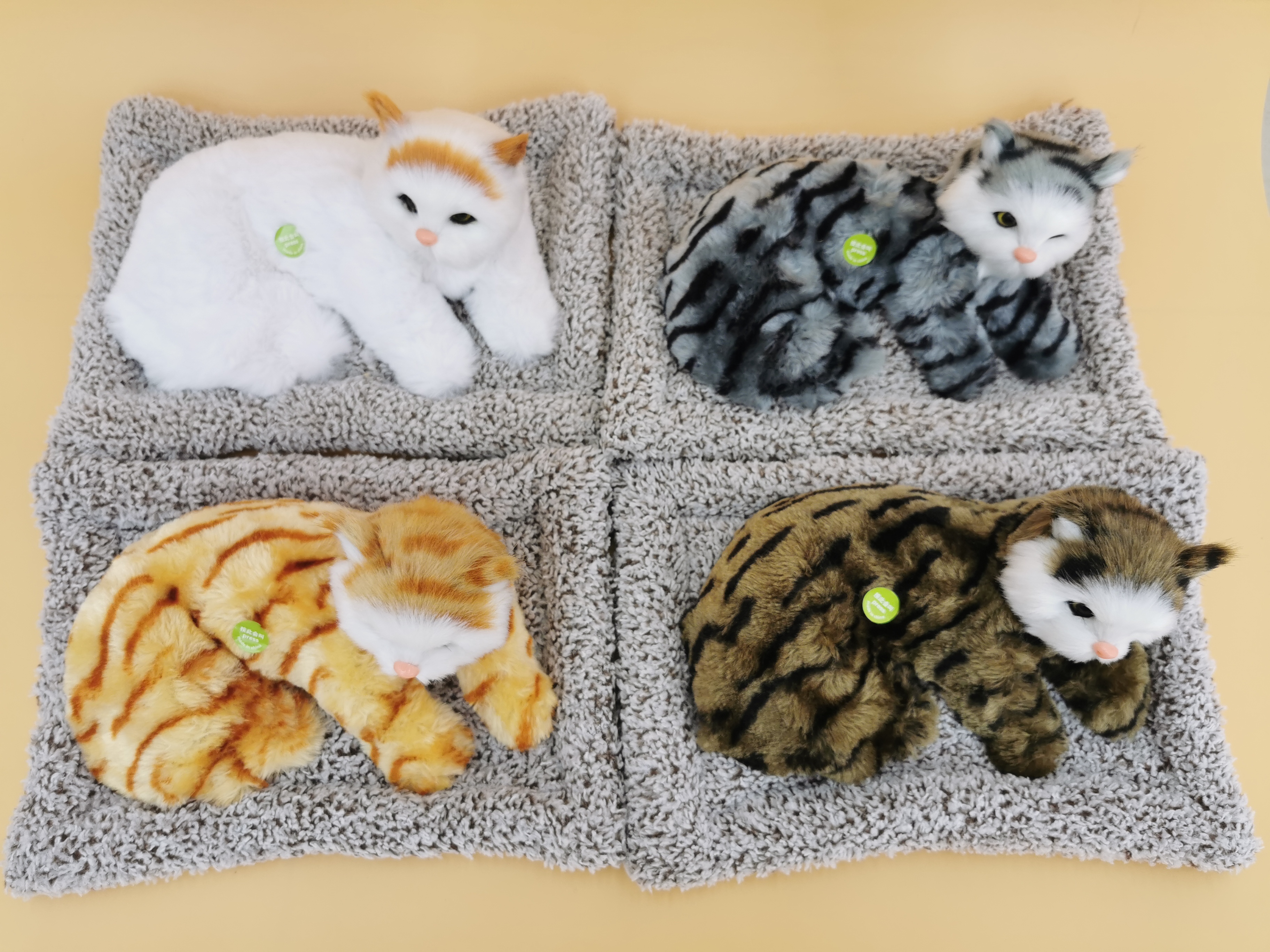 2025新款可爱毛绒牵绳伸舌电动20*23带垫抬头睁眼猫