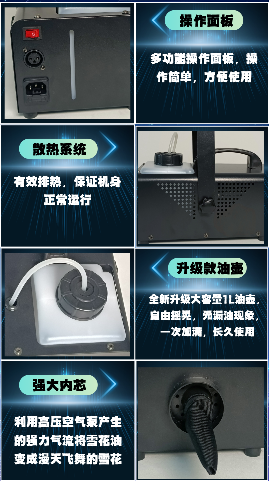 厂家热卖小型雪花机650W 婚礼舞台专用特效设备圣诞节万圣节节日造雪机生日派对飘雪仿真便携式喷雪机详情4