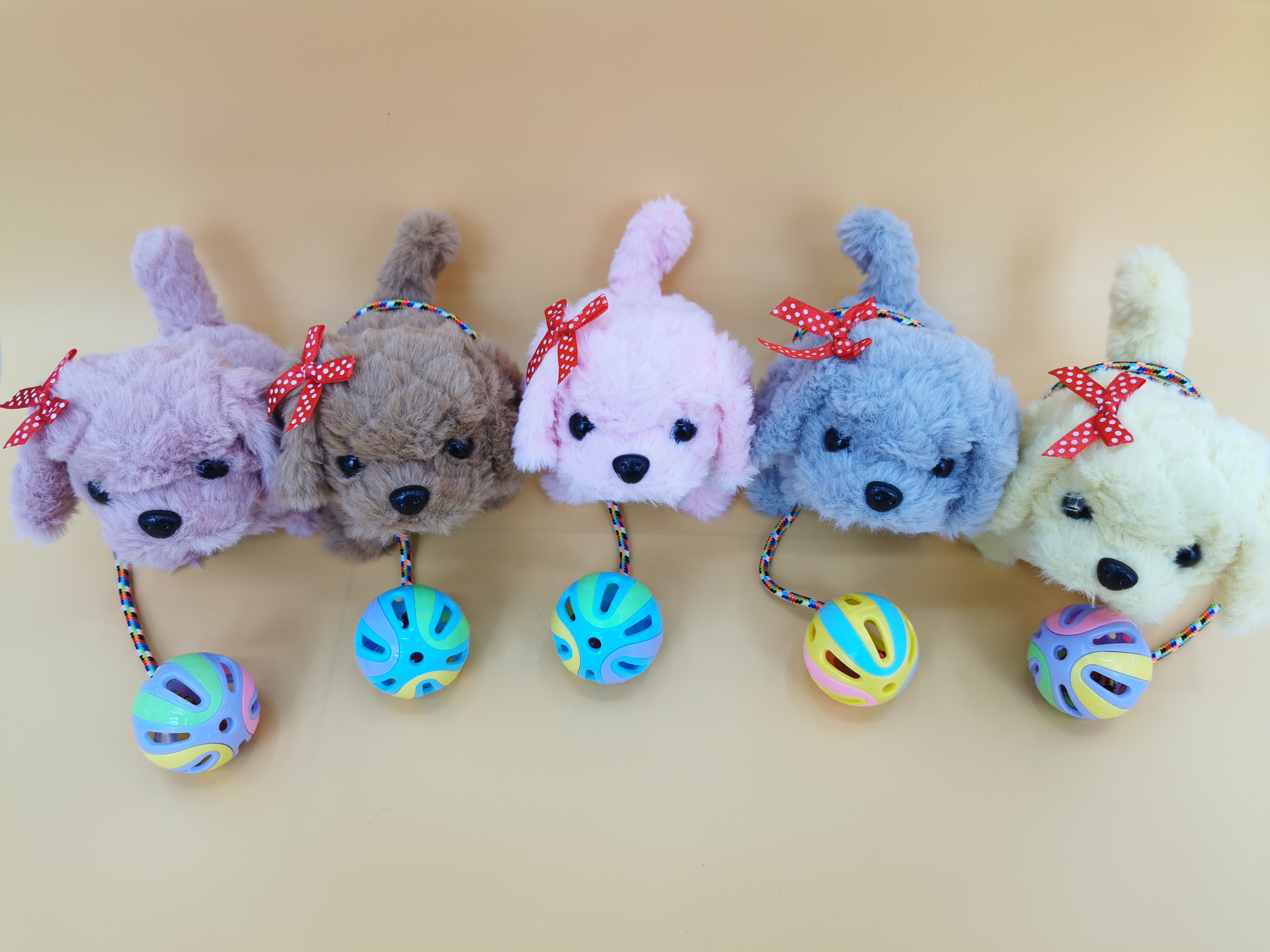 The 2025 new cute plush drawstring tongue-extending electric bell drawstring puppy children's simulation toy can walk, move and bark