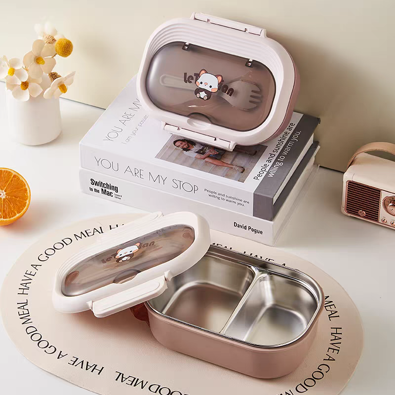 Light luxury and high-end stainless steel lunch box, primary school lunch box, girls' lunch box, insulated, water-filled and heated tableware box details Picture