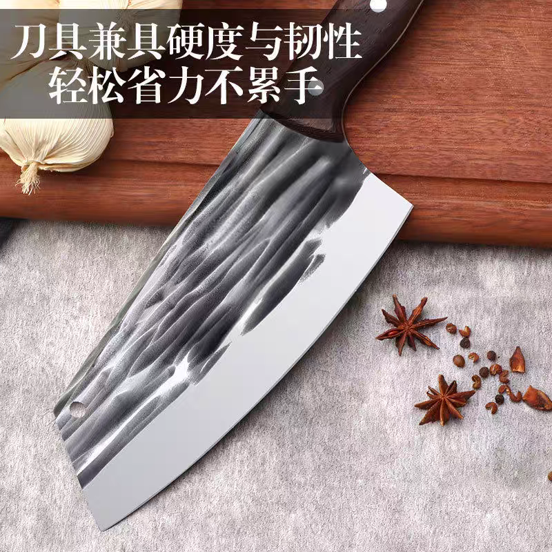 Household kitchen knives, forged hammer-textured ladies' slicing knives, imported sharp steel stainless steel kitchen knives, sharp chef knives Application Scenario
