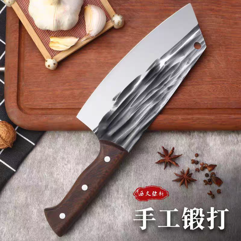 Household kitchen knives, forged hammer-textured ladies' slicing knives, imported sharp steel stainless steel kitchen knives, sharp chef knives Specification image