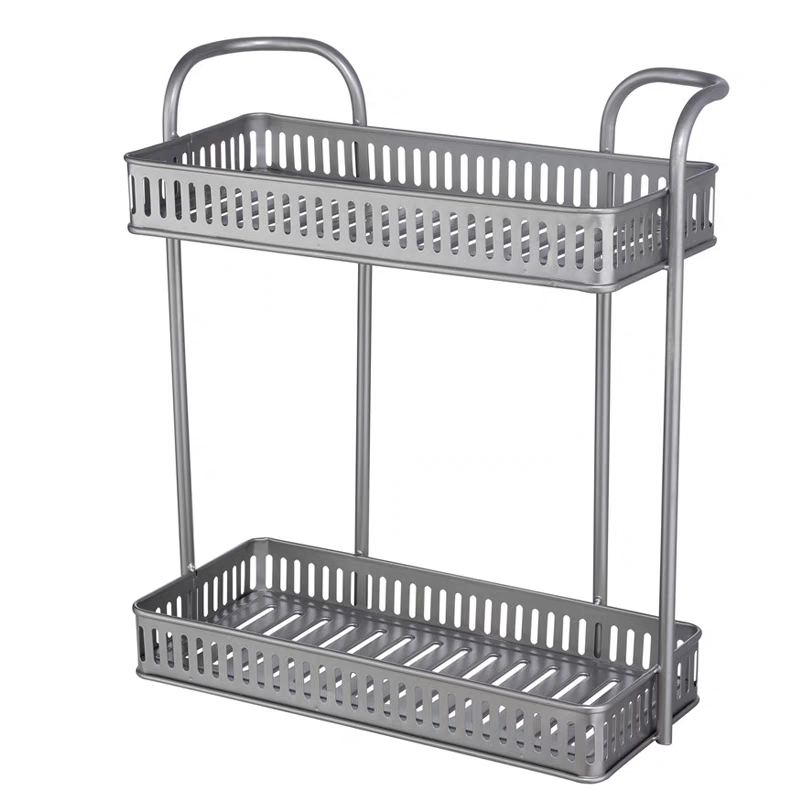 长形两层台面挂墙两用双层铁艺厨房置物架调味料摆放收纳杂物浴室整理架子