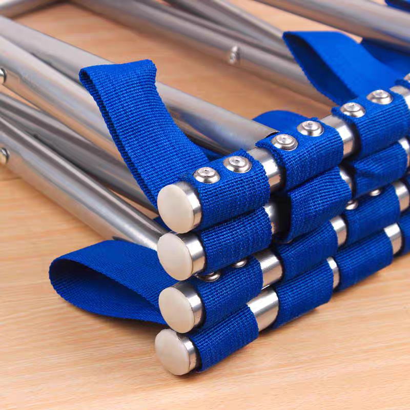 Blue cloth strip portable foldable stool, household small chair, thickened adult train folding small stool, outdoor stool Specification image