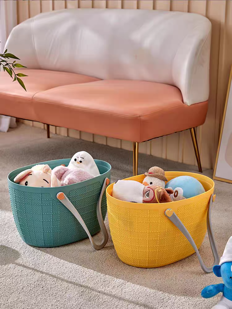 Bath basket, portable picnic basket, plastic grocery basket, thickened and durable carrying basket, large dirty clothes basket, laundry basket Item Picture