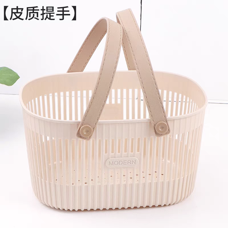 Hand-held bath basket, plastic bathroom shower basket, student bathhouse, bathroom sundries storage basket, washing and bathing basket Application Scenario