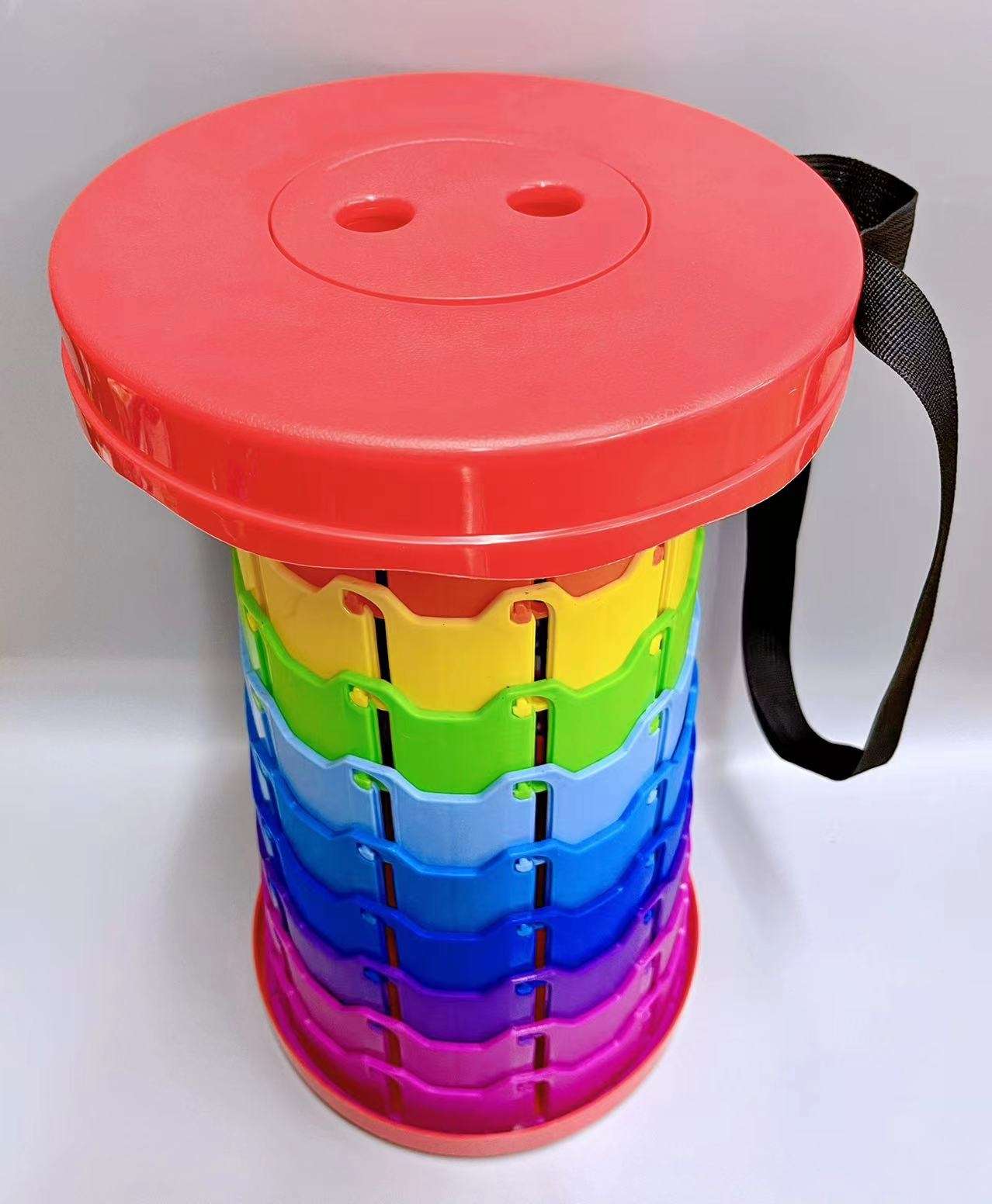 彩色网红收缩折叠凳可调节伸缩便携式户外旅行钓鱼椅子家用塑料小凳子详情图4
