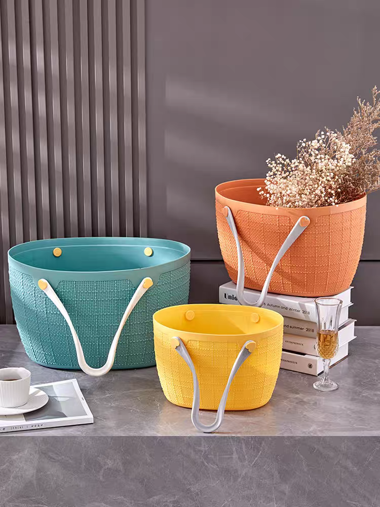 Bath basket, portable picnic basket, plastic grocery basket, thickened and durable carrying basket, large dirty clothes basket, laundry basket Specification image