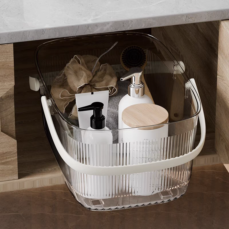 Hand-held bath basket, shower basket, plastic storage basket for washing up, bathroom sundries storage basket, large-capacity bath basket Application Scenario