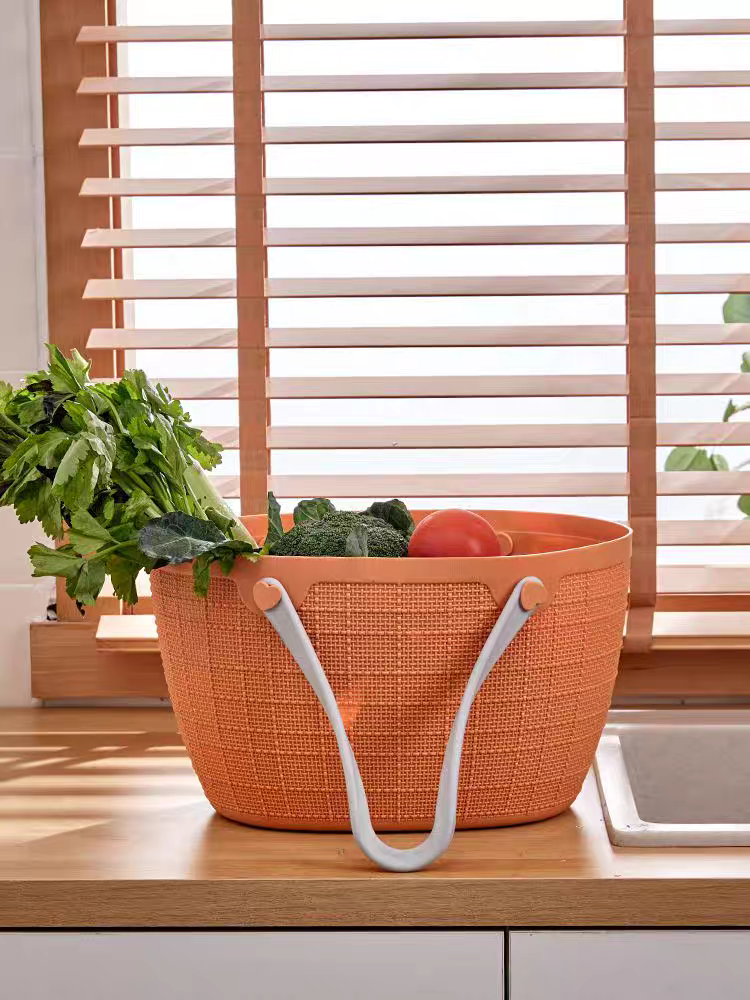 Bath basket, portable picnic basket, plastic grocery basket, thickened and durable carrying basket, large dirty clothes basket, laundry basket detail image 3