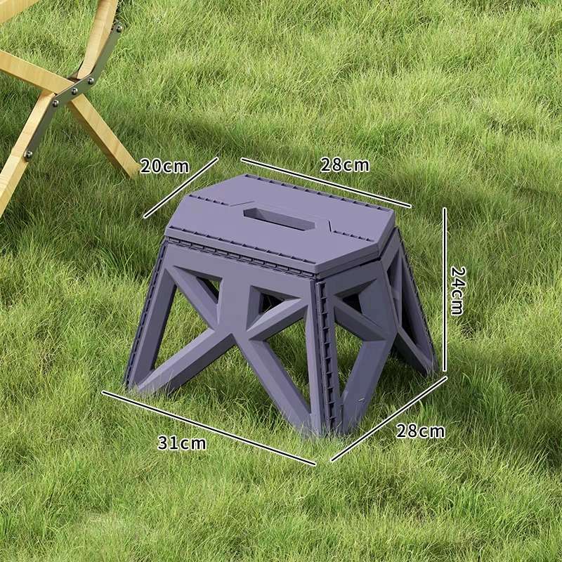 Folding stool, plastic portable chair, household stackable dining chair, space-saving bathroom stool, high stool, outdoor stool
