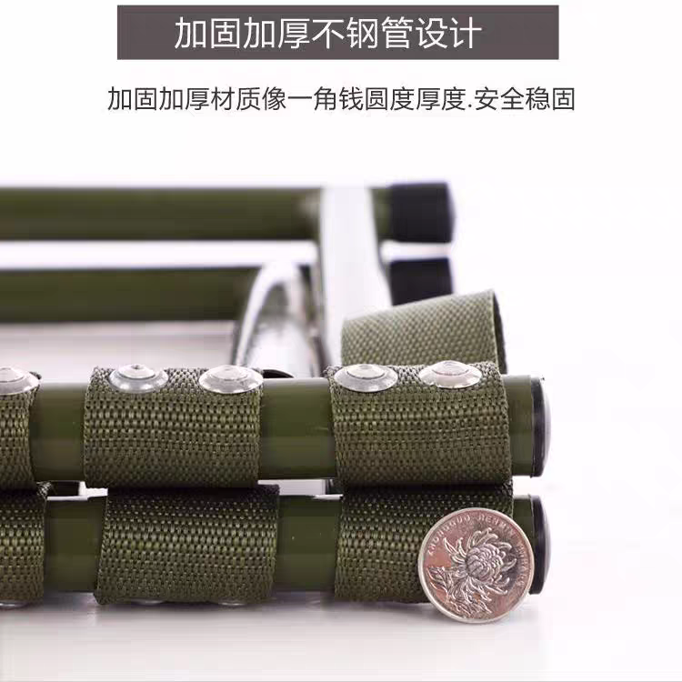 45公分绿布条凳便携式加厚户外马扎军工靠背可折叠凳子成人钓鱼露营家用椅子详情图3