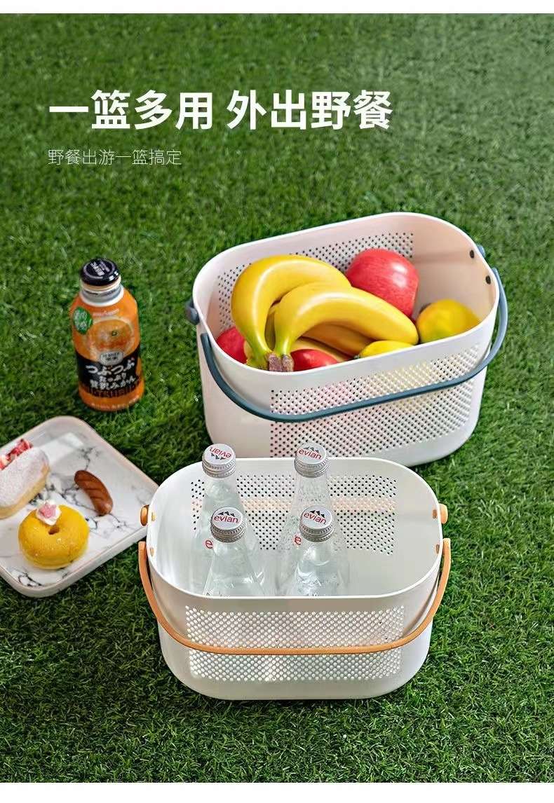 Bathroom hand-held basket, double-handle bath storage basket, plastic perforated mesh small bath basket, children's hand-held washbasin basket detail image 2