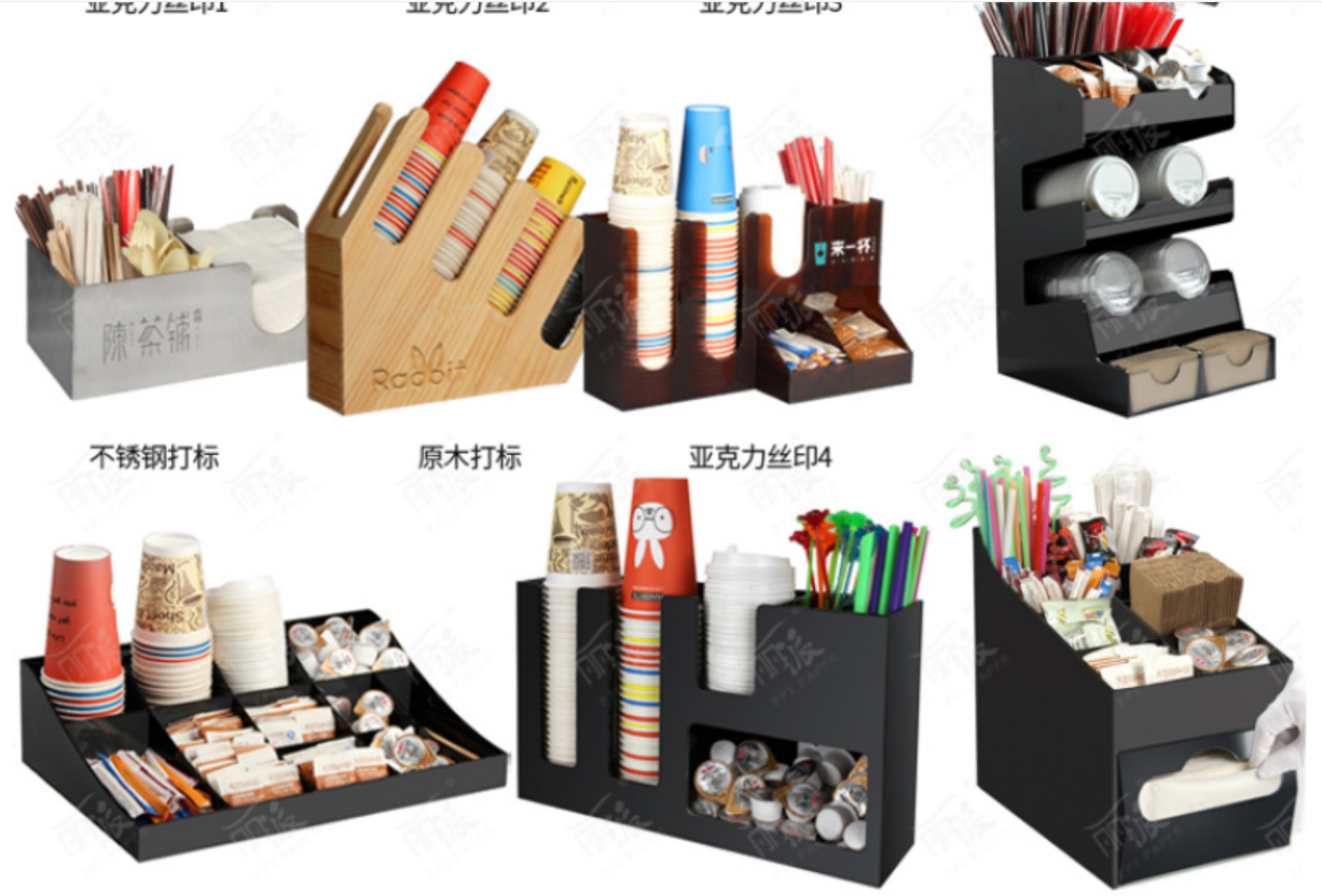 咖啡厅奶茶店一次性纸杯架吸管取分杯器亚克力吧台收纳架外带杯架详情4