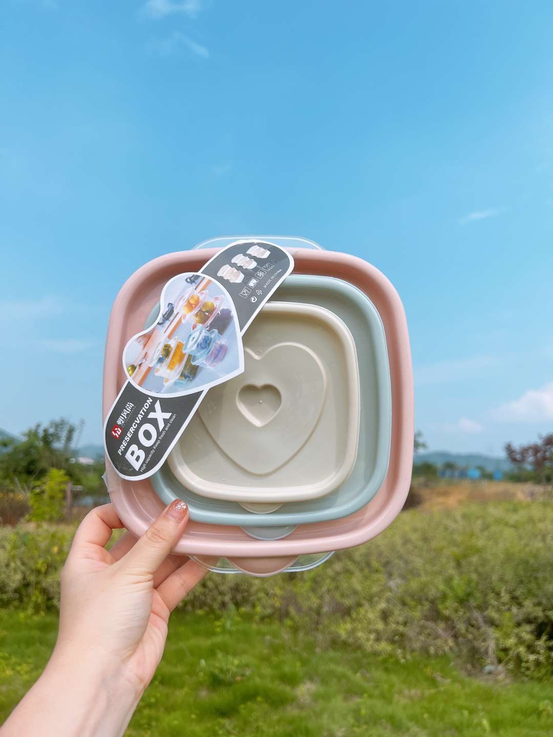 Rectangular kitchen plastic food storage box, refrigerator sealed food storage box, three-piece set, lunch box details Picture