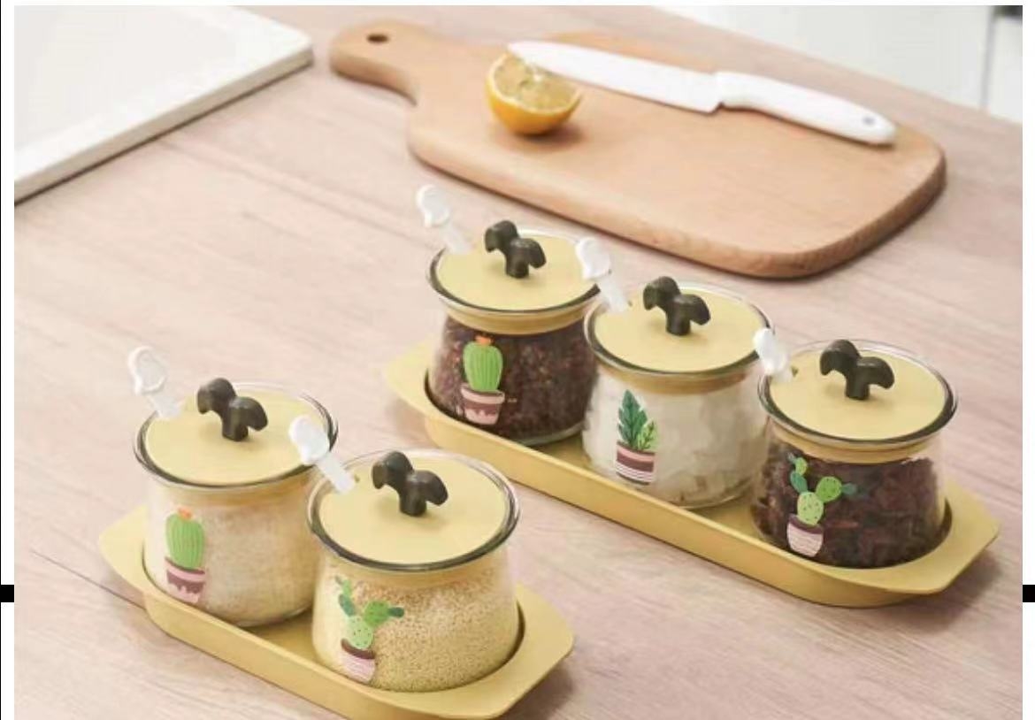 调味罐调料罐瓶罐味精玻璃组合套装厨房家用装盐调味料收纳盒盐罐