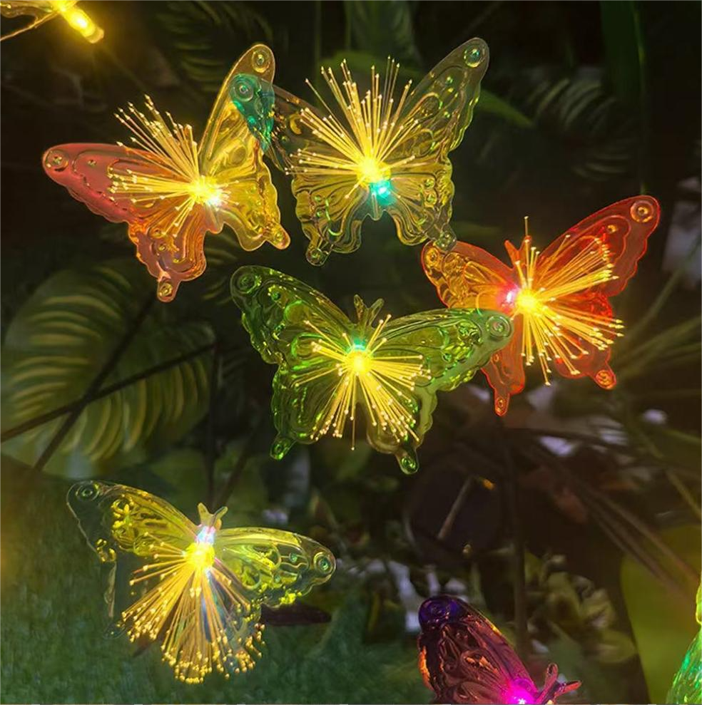 LED light manufacturer direct sales, cross-border new solar fiber optic butterfly, outdoor courtyard garden sun simulation butterfly Specification image