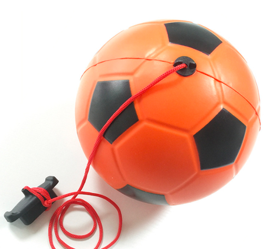 厂家 pu足球经典款红橙色热销训练pu球头戴健身美体压力球