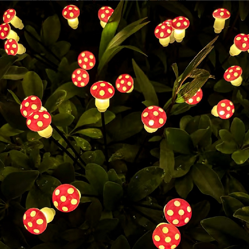 Solar mushroom lamp, plug-and-play outdoor waterproof courtyard garden decorative lamp, light-sensitive ground plug-in lamp details Picture