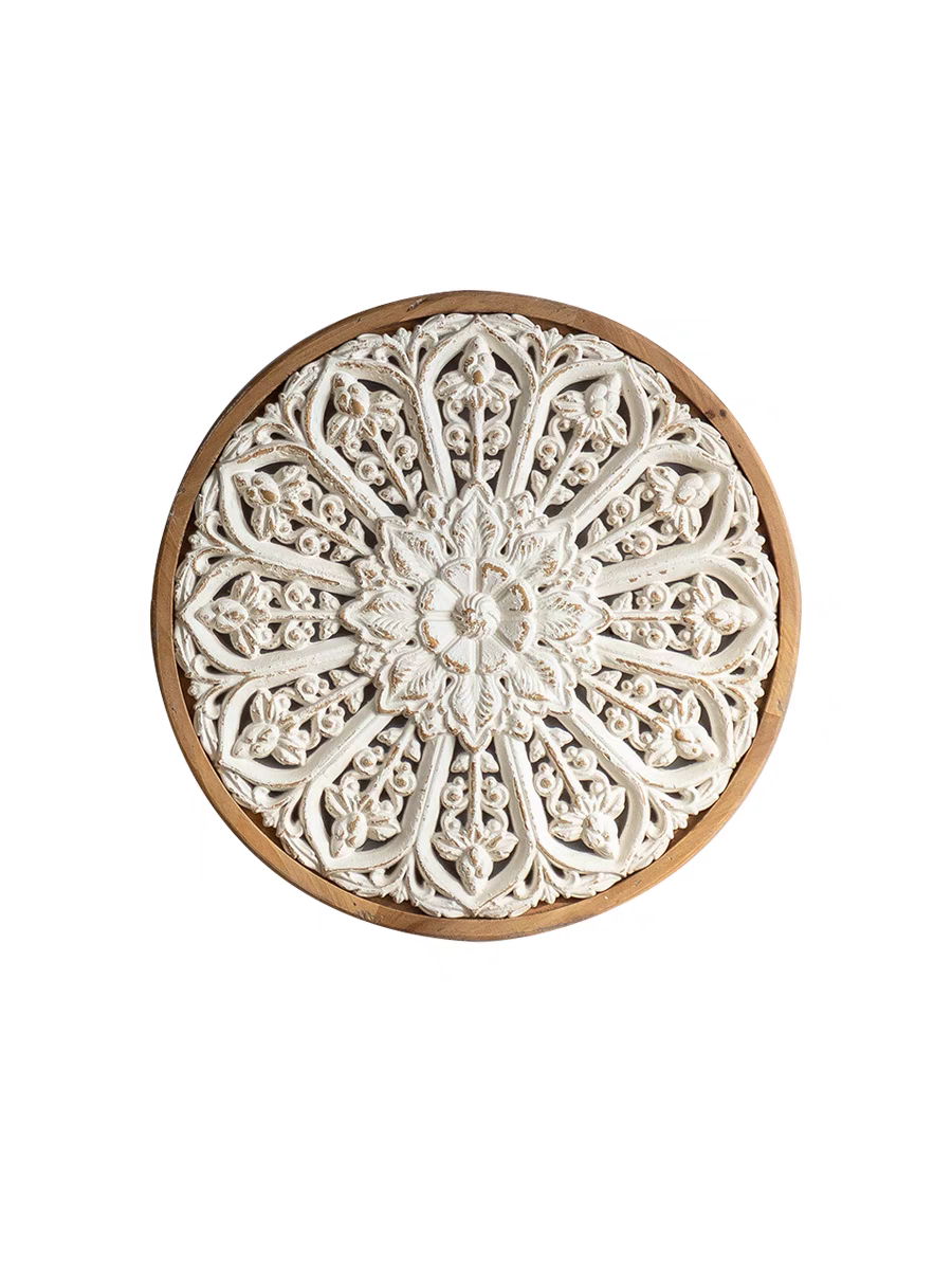 MDF material retro carved wall hanging circular art wall decoration European-style living room entrance wall decoration three-dimensional relief design pic 6