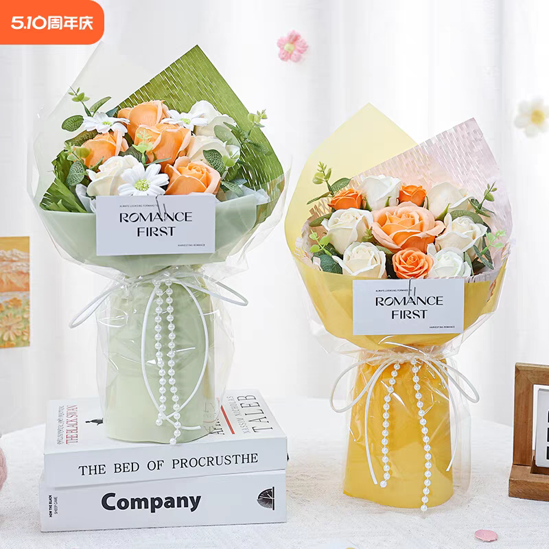 创意香皂花束工艺品 永生花礼物 情人节香皂片礼品 皂花创意礼品送女友爱人妈妈长辈儿童香皂工艺礼品永生花礼物情人节花束皂花细节图