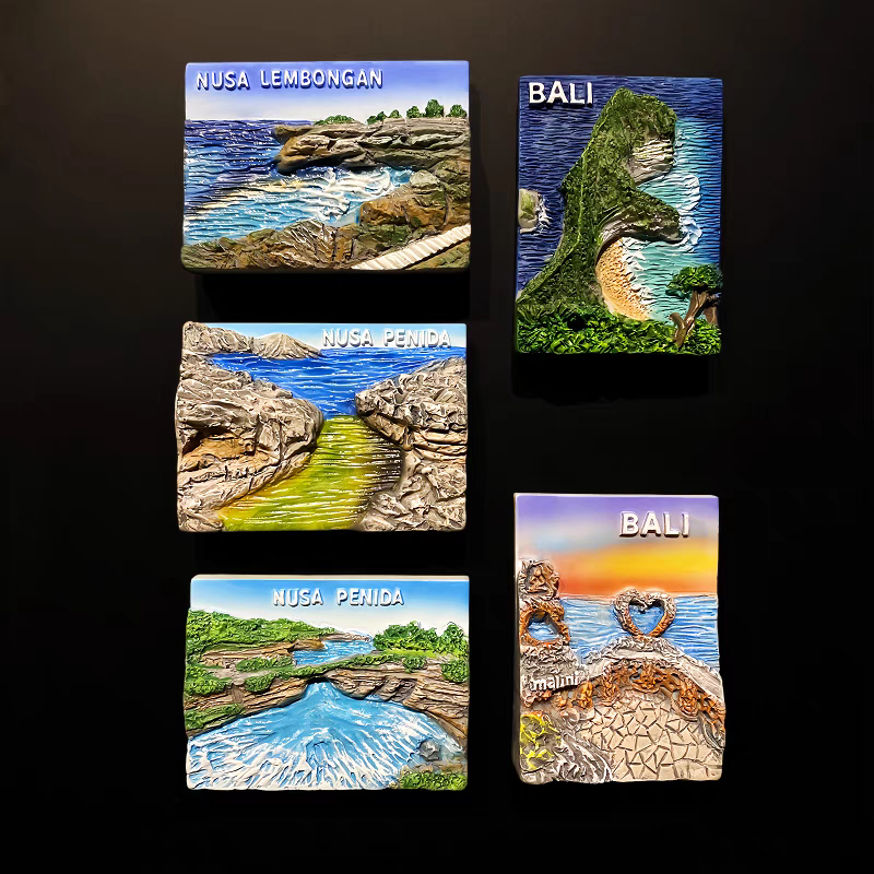 Creative resin handicrafts, magnetic fridge magnets and souvenirs from the romantic Bali Island, Penida Island, and Blue Dream Island in Indonesia Specification image
